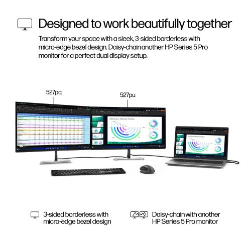 9E0G5AA#ABU | HP Series 5 Pro 27 inch QHD USB-C Monitor - 527pu