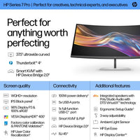 37.5-inch curved WQHD+ HP Series 7 Pro monitor with slim bezel and sleek stand.