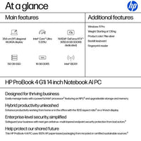 HP ProBook 4 G1i 14 Intel Core Ultra 5 225U Laptop 35.6 cm (14") WUXGA 16 GB DDR5-SDRAM 512 GB SSD Wi-Fi 7 (802.11be) Windows 11 Pro AI PC Silver
