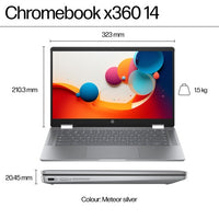 HP Chromebook x360 14b-cd0001na Intel® N N200 35.6 cm (14") Touchscreen Full HD 8 GB LPDDR5-SDRAM 128 GB eUFS Wi-Fi 6 (802.11ax) ChromeOS Silver
