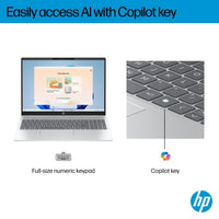HP OmniBook 5 LaptopAI 16-af1004na Intel Core Ultra 7 255U Laptop 40.6 cm (16") 2K 16 GB LPDDR5x-SDRAM 1 TB SSD Wi-Fi 6 (802.11ax) Windows 11 Home AI PC Silver