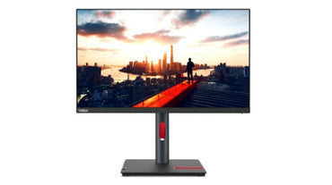 Lenovo ThinkVision P24h-30 23.8" Quad HD monitor with thin bezels and black adjustable stand.