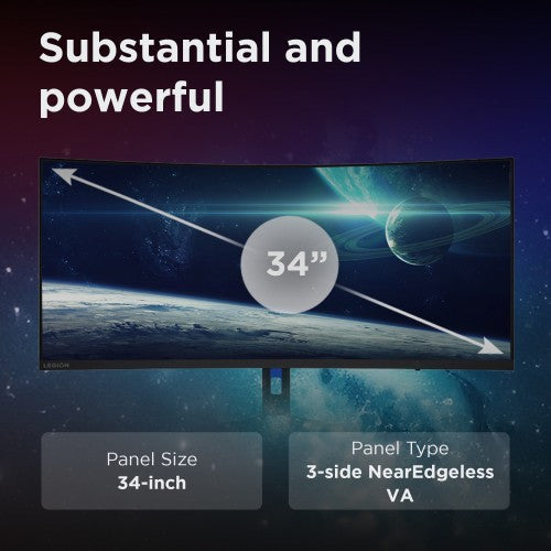 67C7GACBUK | Lenovo Legion R34w-30 computer monitor 86.4 cm (34") 3440 x 1440 pixels Wide Quad HD LCD Black