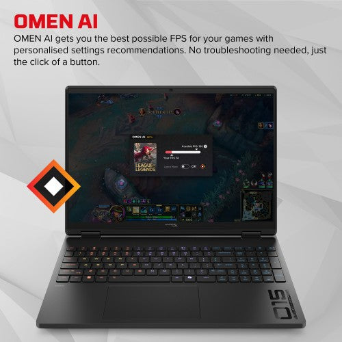 HP HyperX OMEN 15 inch Gaming Laptop PC 15-ga0003na Intel® Core™ i7 i7-14650HX 38.9 cm (15.3") 2.5K 24 GB DDR5-SDRAM NVIDIA GeForce RTX 5060 Wi-Fi 6 (802.11ax) Windows 11 Home Black