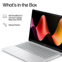 HP OmniBook 3 Laptop Next Gen AI 16-bv0002nax Copilot+ PC AMD Ryzen™ AI 7 445 40.6 cm (16") 2K 16 GB DDR5-SDRAM 512 GB SSD Wi-Fi 6 (802.11ax) Windows 11 Home Grey, Silver