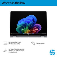 HP OmniBook X Flip 2-in-1 Laptop Next Gen AI 14-fm0011nax Copilot+ PC Intel Core Ultra 7 256V 35.6 cm (14") Touchscreen 2K 16 GB LPDDR5x-SDRAM 1 TB SSD Wi-Fi 6E (802.11ax) Windows 11 Home Silver