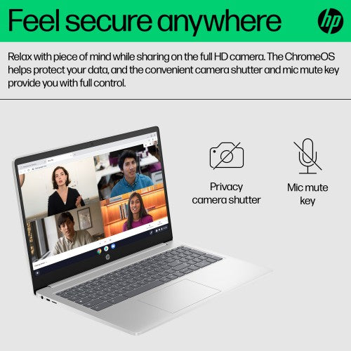 B50BCEA#ABU | HP Chromebook 15a-nb0006na Intel® N N100 39.6 cm (15.6") HD 4 GB LPDDR5-SDRAM 128 GB UFS Wi-Fi 6 (802.11ax) ChromeOS Silver
