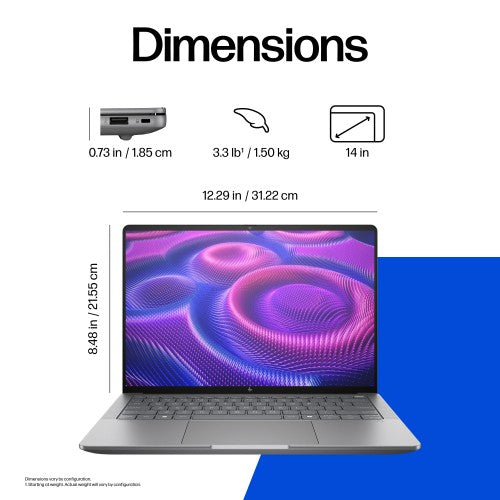 A3ZH3ET#ABU | HP ZBook Ultra G1a Copilot+ PC AMD Ryzen AI Max+ PRO PRO 395 Mobile workstation 35.6 cm (14") Touchscreen 2.8K 64 GB LPDDR5x-SDRAM 1 TB SSD Wi-Fi 7 (802.11be) Windows 11 Pro AI Workstation, AI PC Silver