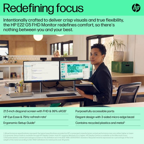 6N4E8AA#ABU | HP E-Series E22 G5 FHD Monitor