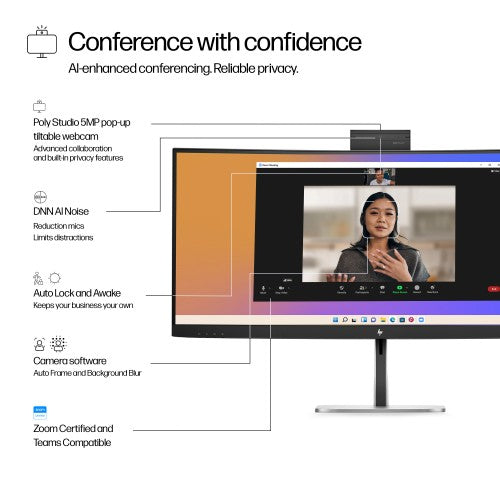 9E0Z2UT#ABU | HP Series 5 Pro 34 inch WQHD USB-C Conferencing Monitor - 534pm