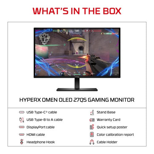 BY8Z1AA#ABU | HyperX OMEN OLED 27 inch QHD 500Hz Gaming Monitor - OMEN OLED 27qs